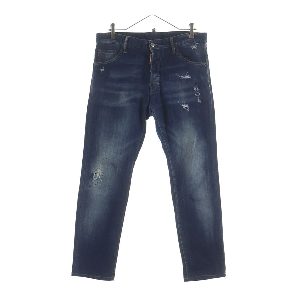 DSQUARED2(ディースクエアード) Cool Guy Jean クールガイジーンズ ダメージ加工 ボタンフライ スリムストレート デニムパンツ インディゴ S71LA0961 S30342