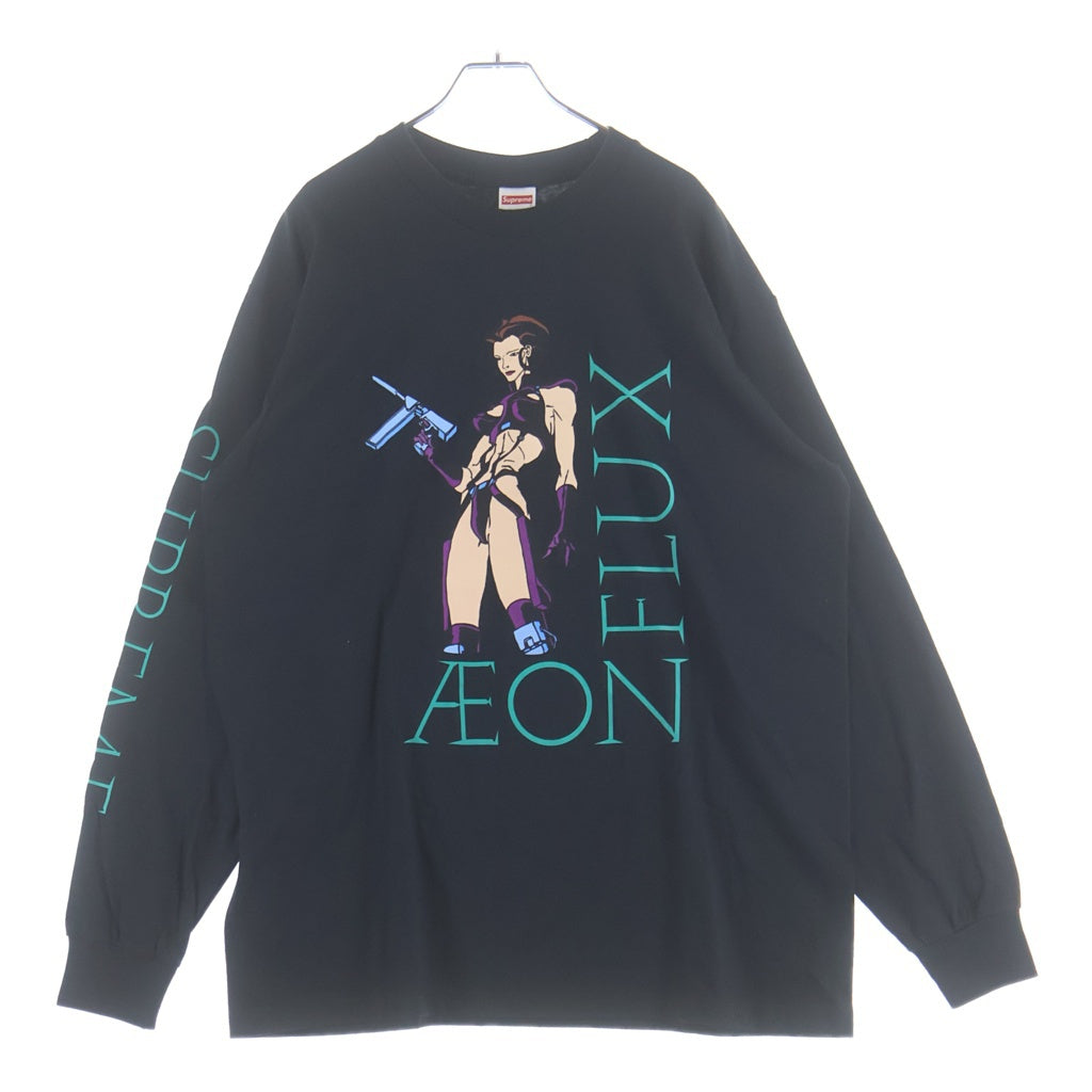SUPREME(シュプリーム) 22SS ×AEON FLUX L/S Tee フロントプリントクルーネック長袖Tシャツ カットソー ロンT ブラック