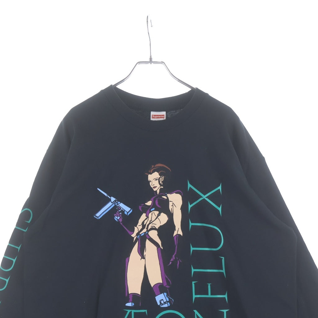 SUPREME(シュプリーム) 22SS ×AEON FLUX L/S Tee フロントプリントクルーネック長袖Tシャツ カットソー ロンT ブラック