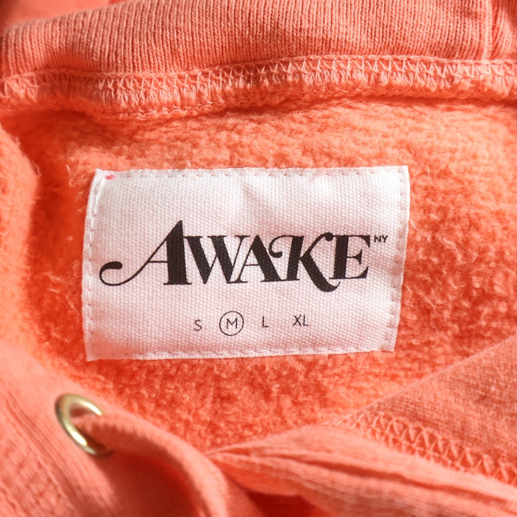 AWAKE NY(アウェイク ニューヨーク) CLASSIC LOGO EMBROIDERED HOODIE ロゴ刺繍 プルオーバーパーカーフーディー オレンジ