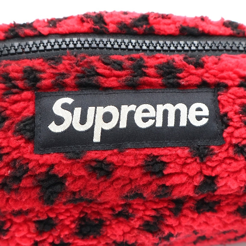 SUPREME(シュプリーム) 17AW Leopard Fleece Waist Bag レオパード柄 フリース ウェストバッグ レッド/ブラック