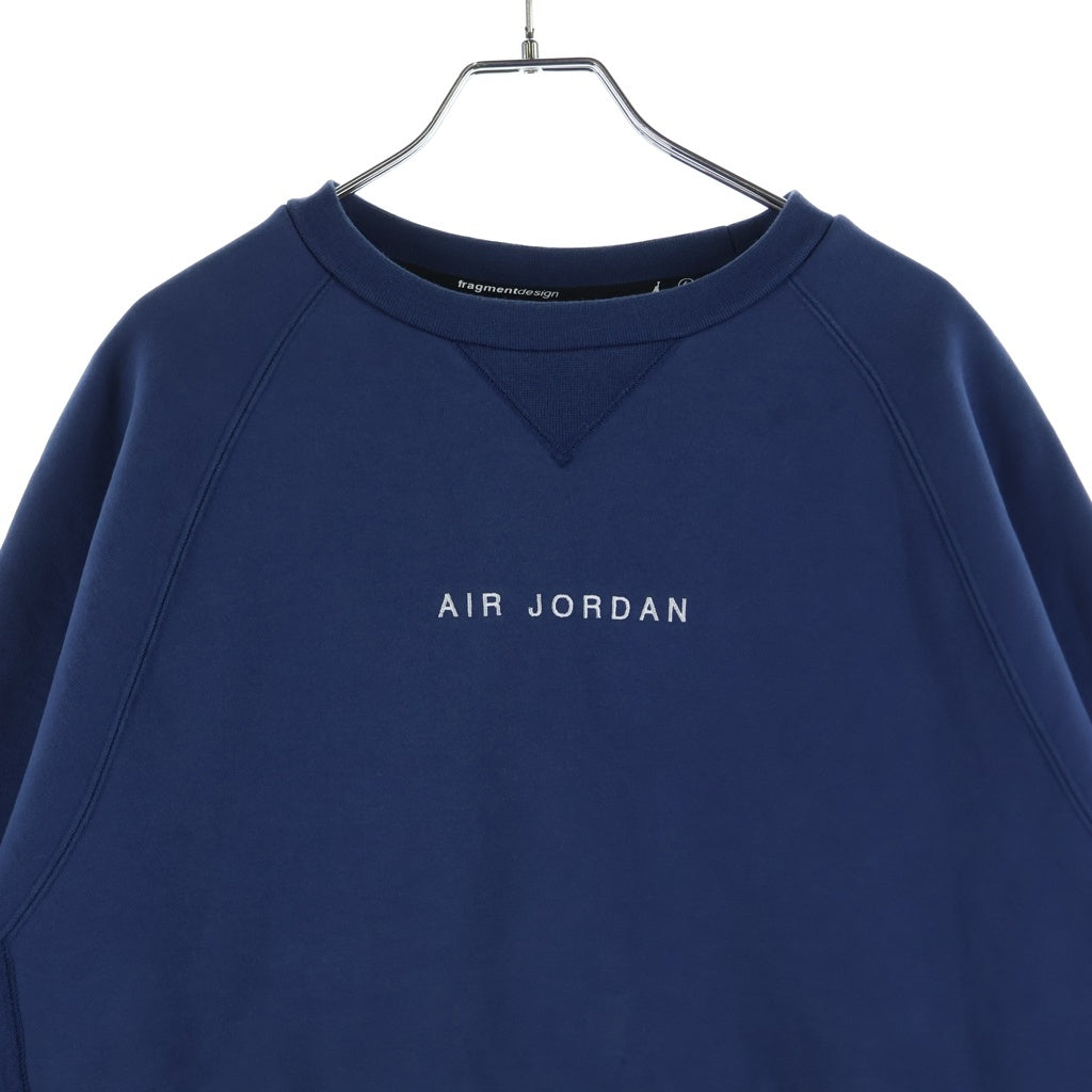NIKE(ナイキ) 20AW ×Fragment Design JORDAN BRAND AS M J FG FLC CREW フラグメント ロゴプリント クルーネックスウェット トレーナー ネイビー DA2990-414