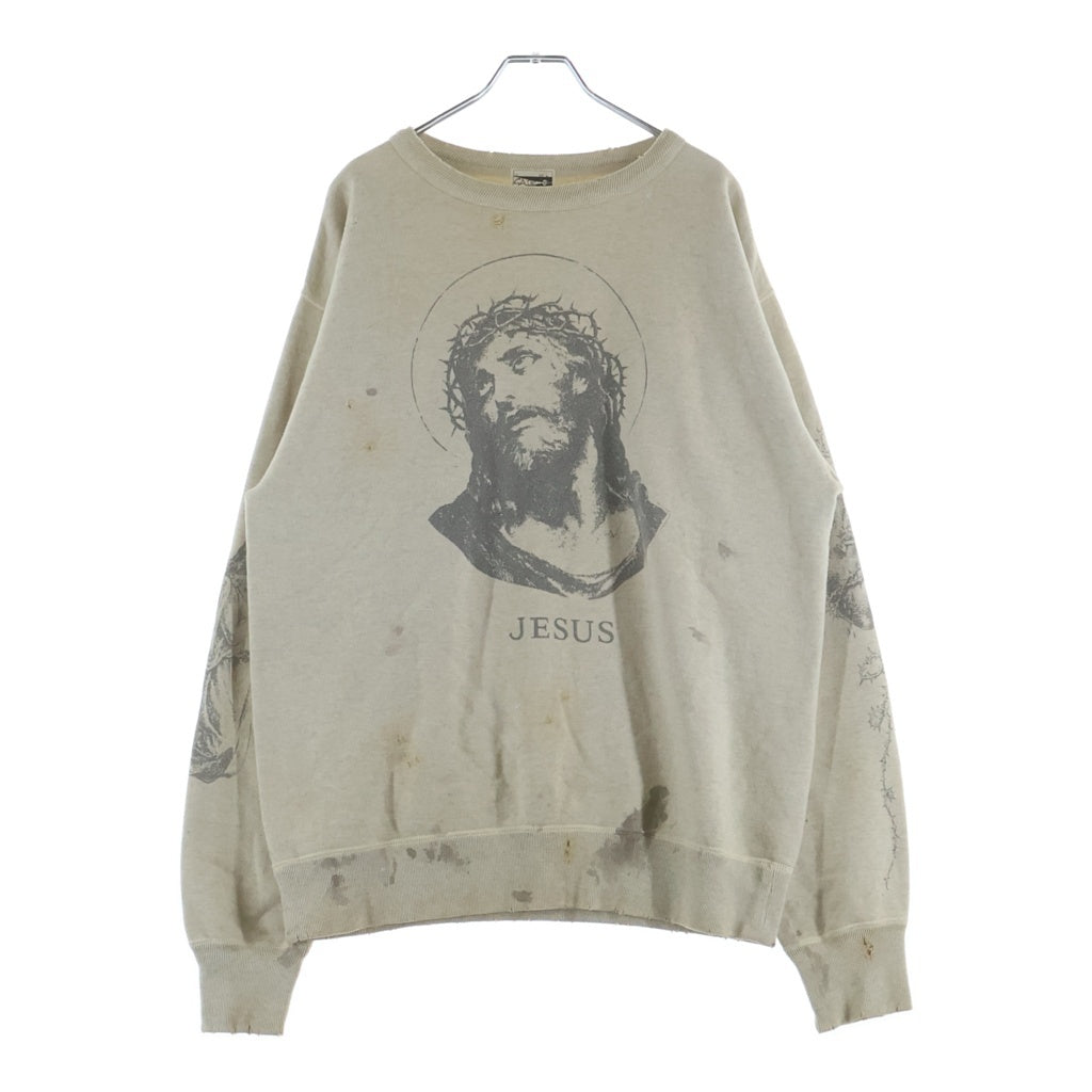SAINT MICHAEL(セントマイケル) 20AW SM2 CREW SWEAT SHIRT ジーザス プリント クルーネックスウェットトレーナー グレー SM-A20-0000-009