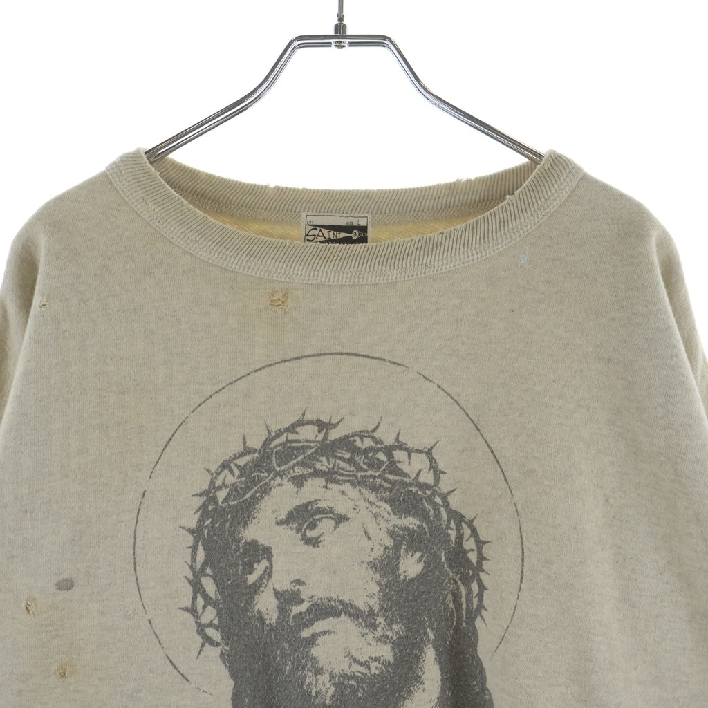 SAINT MICHAEL(セントマイケル) 20AW SM2 CREW SWEAT SHIRT ジーザス プリント クルーネックスウェットトレーナー グレー SM-A20-0000-009