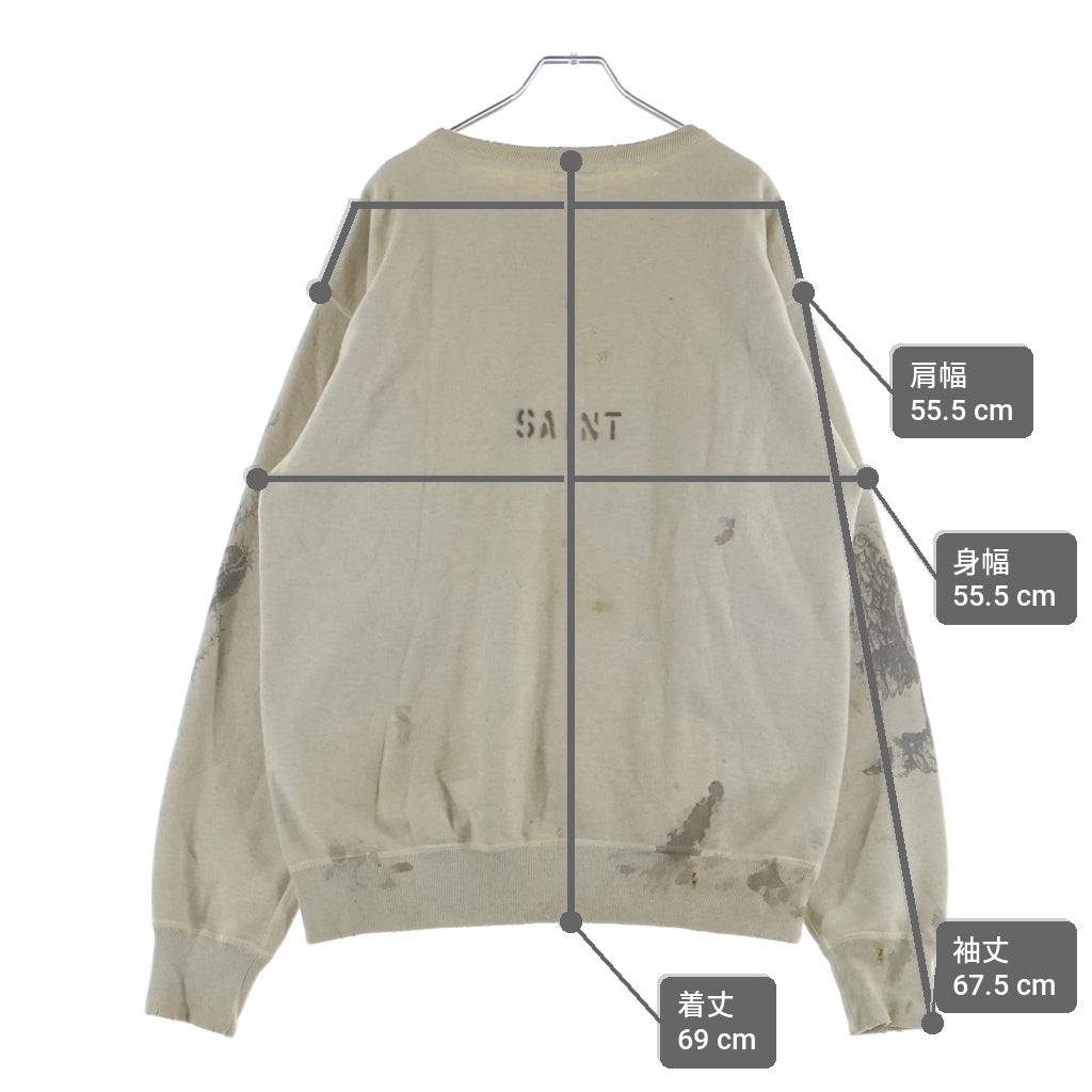 SAINT MICHAEL(セントマイケル) 20AW SM2 CREW SWEAT SHIRT ジーザス プリント クルーネックスウェットトレーナー グレー SM-A20-0000-009