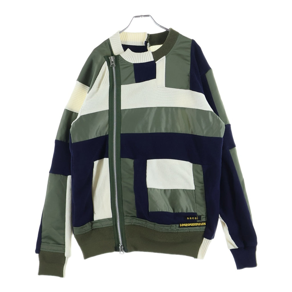 Sacai(サカイ) 21SS Hank Willis Thomas ニット切替 ナイロンライダース ジャケット マルチ 21-02453M