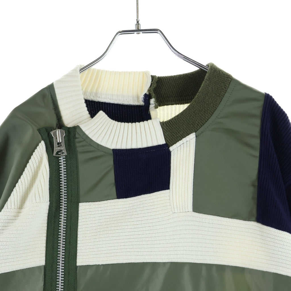 Sacai(サカイ) 21SS Hank Willis Thomas ニット切替 ナイロンライダース ジャケット マルチ 21-02453M