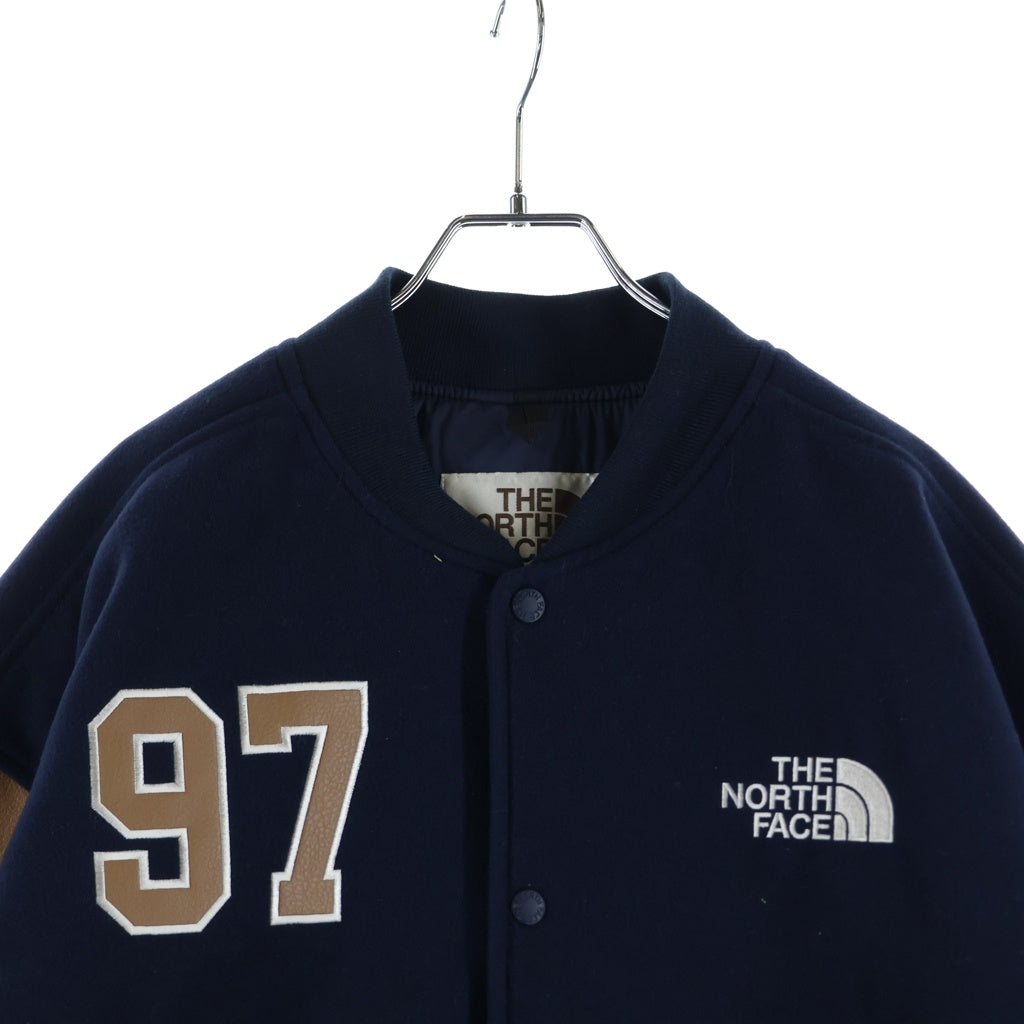THE NORTH FACE(ザノースフェイス) MA-1 VARSITY HEAT JACKET ロゴ刺繍 バーシティー ヒット ジャケット ネイビー/ブラウン NJ3NR59K