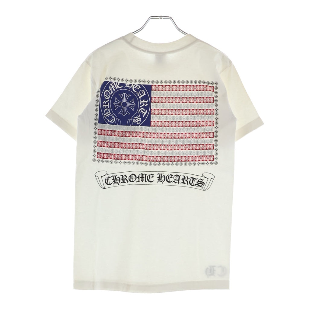 CHROME HEARTS(クロムハーツ) OLD AMERICAN FLAG TEE オールド アメリカンフラッグTシャツ 星条旗 ホースシュープリント 半袖カットソー ホワイト