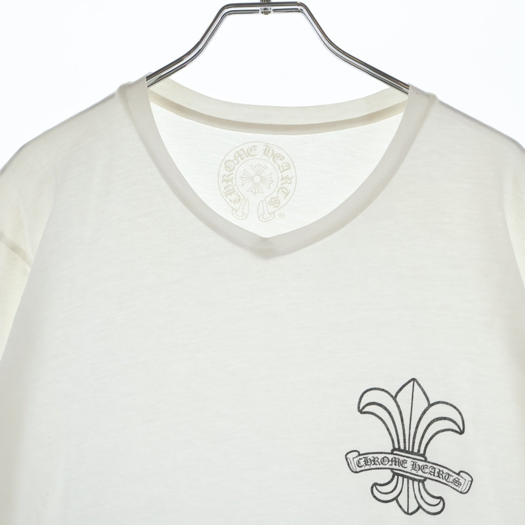 CHROME HEARTS(クロムハーツ) BSフレア プリント Vネック 半袖Tシャツ カットソー ブラック/ホワイト