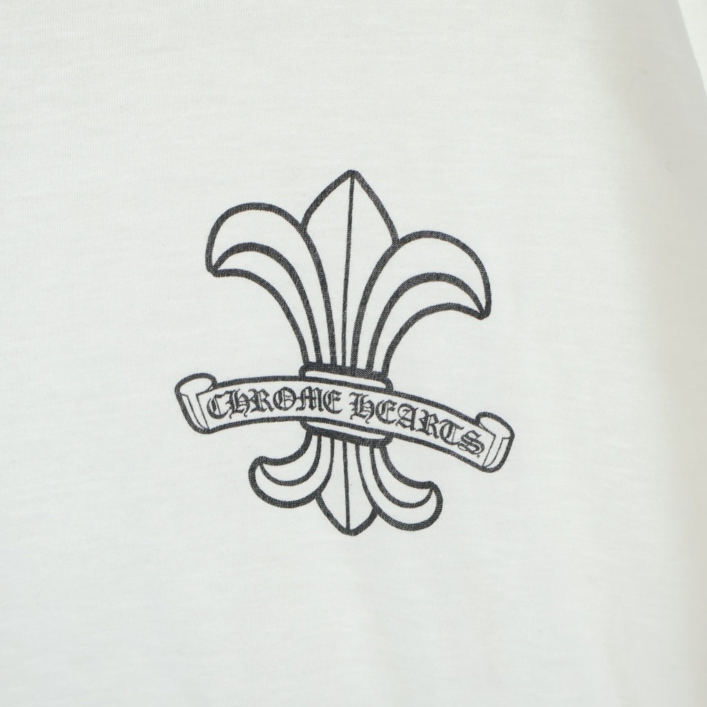 CHROME HEARTS(クロムハーツ) BSフレア プリント Vネック 半袖Tシャツ カットソー ブラック/ホワイト