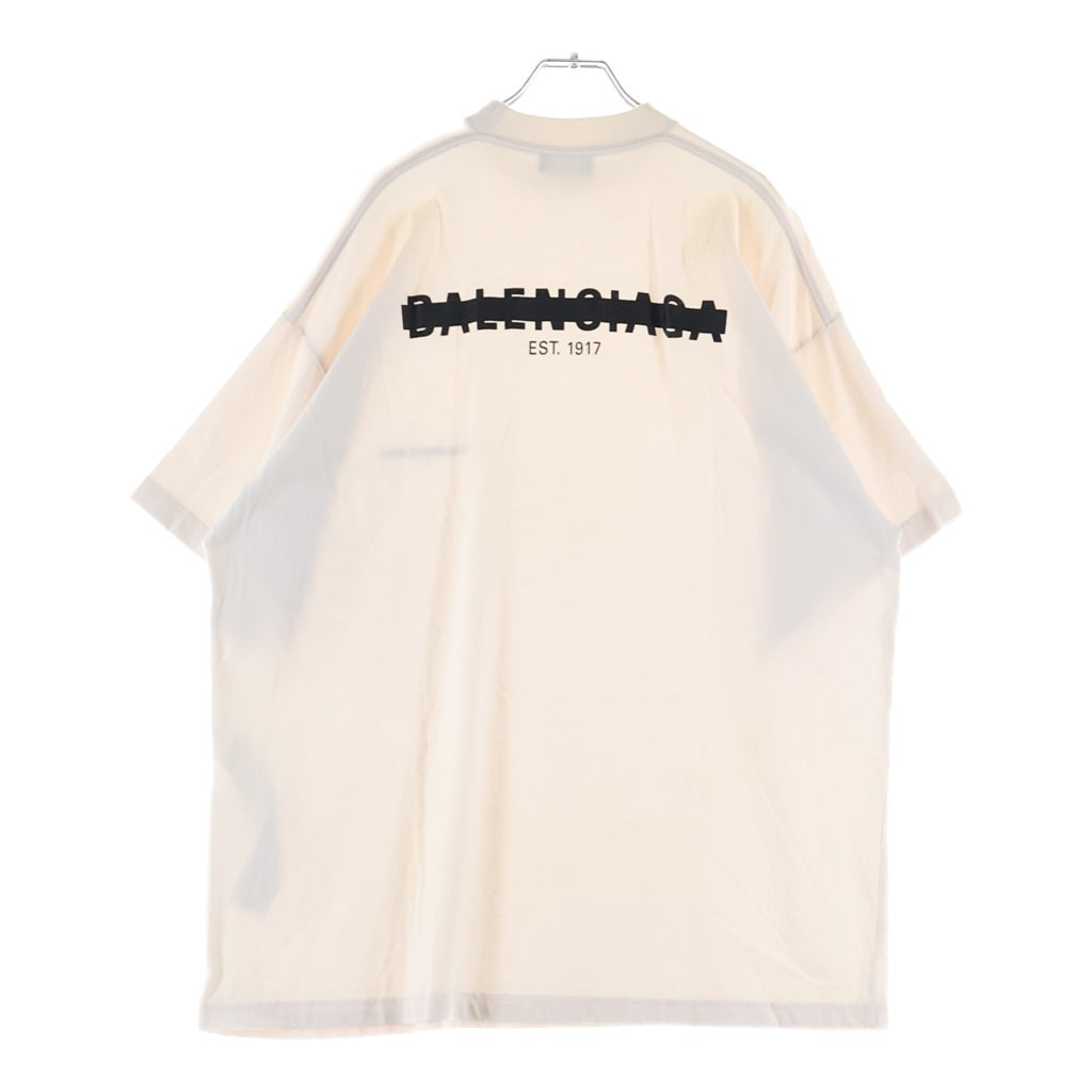 BALENCIAGA(バレンシアガ) STRIKE 1917 OVERSIZED T-SHIRT 両面ロゴプリント 半袖Tシャツ カットソー ホワイト 694576 TMVJ6
