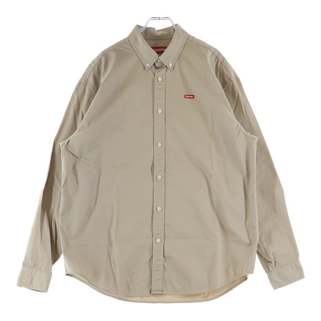 SUPREME(シュプリーム) 24SS Small Box Shirt スモールボックスロゴ刺繍 長袖シャツ ベージュ