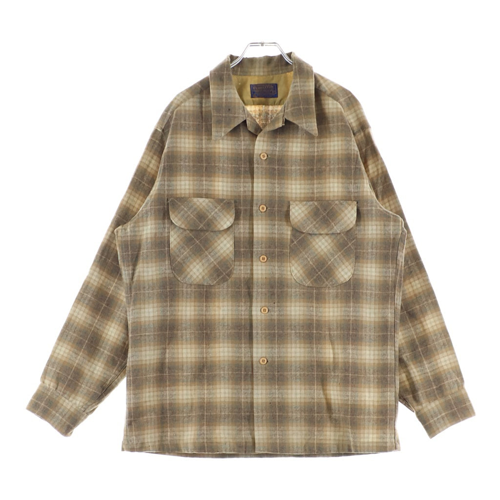 PENDLETON(ペンドルトン) 70s Ombre Check Board Shirt オンブレチェック 総柄 長袖シャツ ブラウン