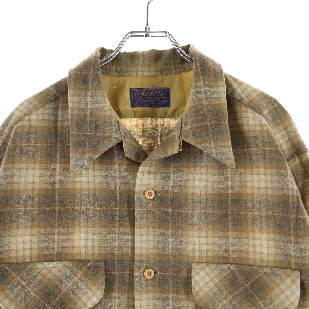 PENDLETON(ペンドルトン) 70s Ombre Check Board Shirt オンブレチェック 総柄 長袖シャツ ブラウン
