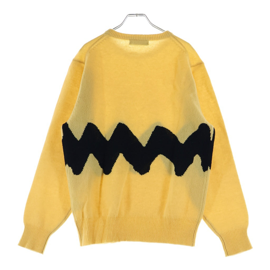 NO BRAND(ノーブランド) 【ARTYZ アーティーズ】08AW × PEANUTS CHARLIE BROWN KNIT ピーナッツ チャーリーブラウン クルーネック ウールニットセーター イエロー 08AW NT-01