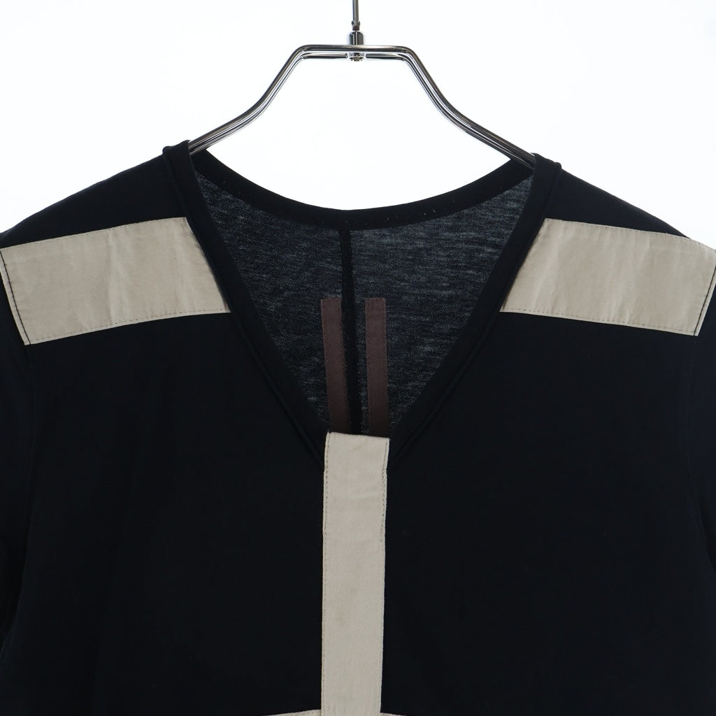 Rick Owens DRKSHDW(リックオウエンス ダークシャドウ) Geo Panel Design Tee パネルデザイン 半袖Tシャツ カットソー ブラック DU17S5251