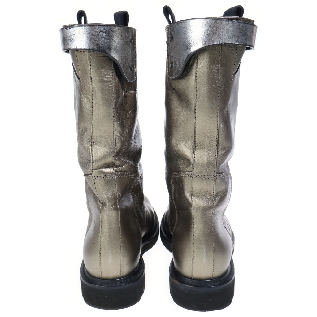 Rick Owens(リックオウエンス) デストロイレザー メタリック ペコスブーツ ゴールド