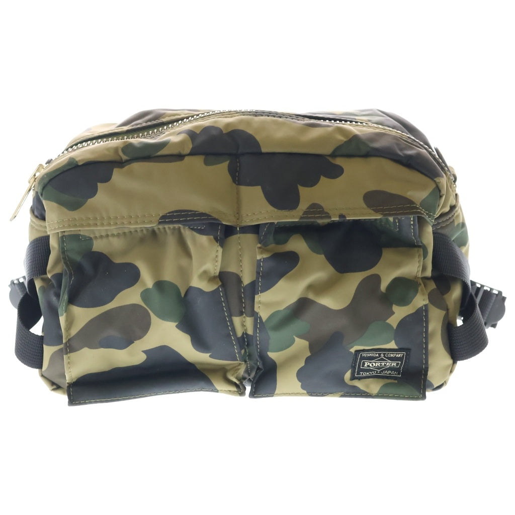 A BATHING APE(アベイシングエイプ) × PORTER CAMO WAIST BAG ポーター カモ柄 ウエストポーチ ショルダーバッグ カーキ