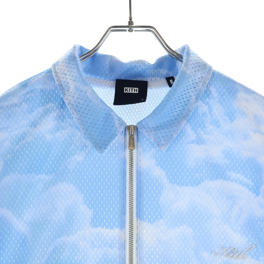 KITH(キス) 21SS Devoe Zip Up Shirt デヴォー サミット ハーフジップアップ メッシュ半袖シャツ ブルー KH030093
