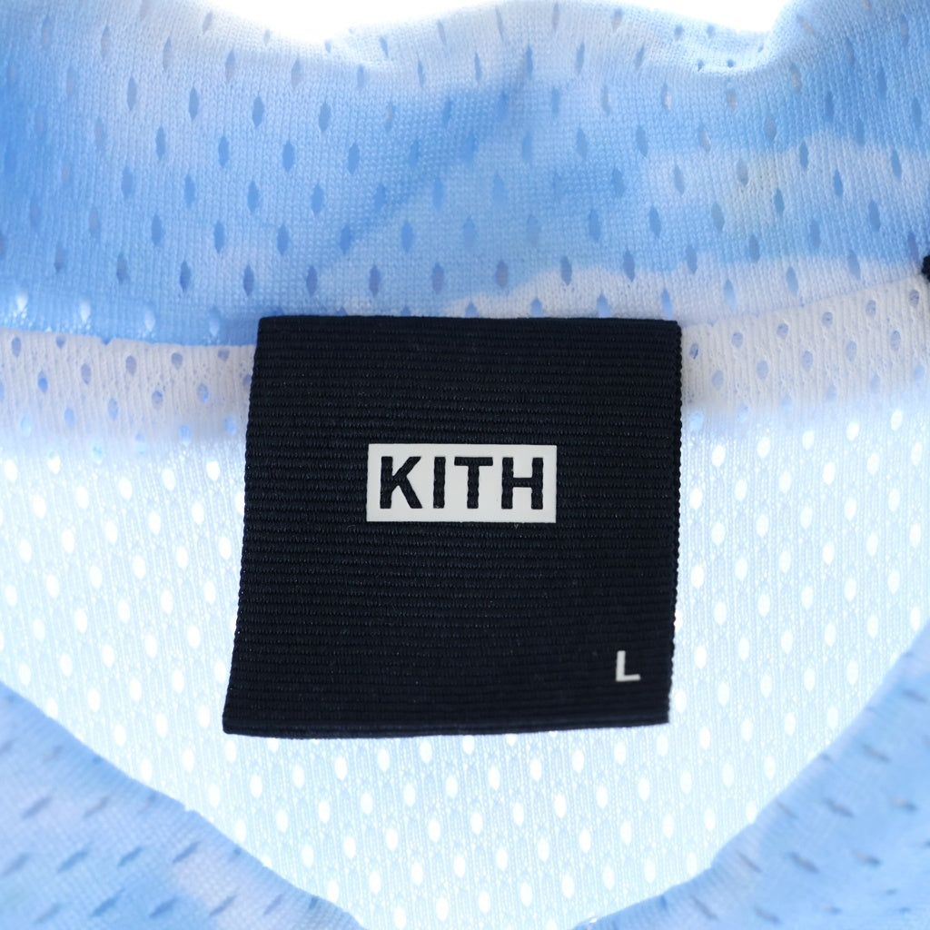 KITH(キス) 21SS Devoe Zip Up Shirt デヴォー サミット ハーフジップアップ メッシュ半袖シャツ ブルー KH030093