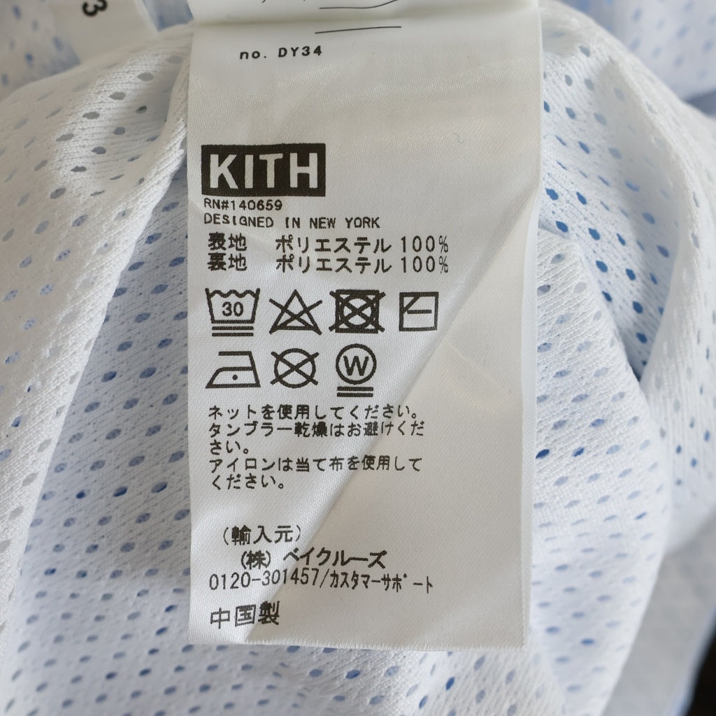 KITH(キス) 21SS Devoe Zip Up Shirt デヴォー サミット ハーフジップアップ メッシュ半袖シャツ ブルー KH030093