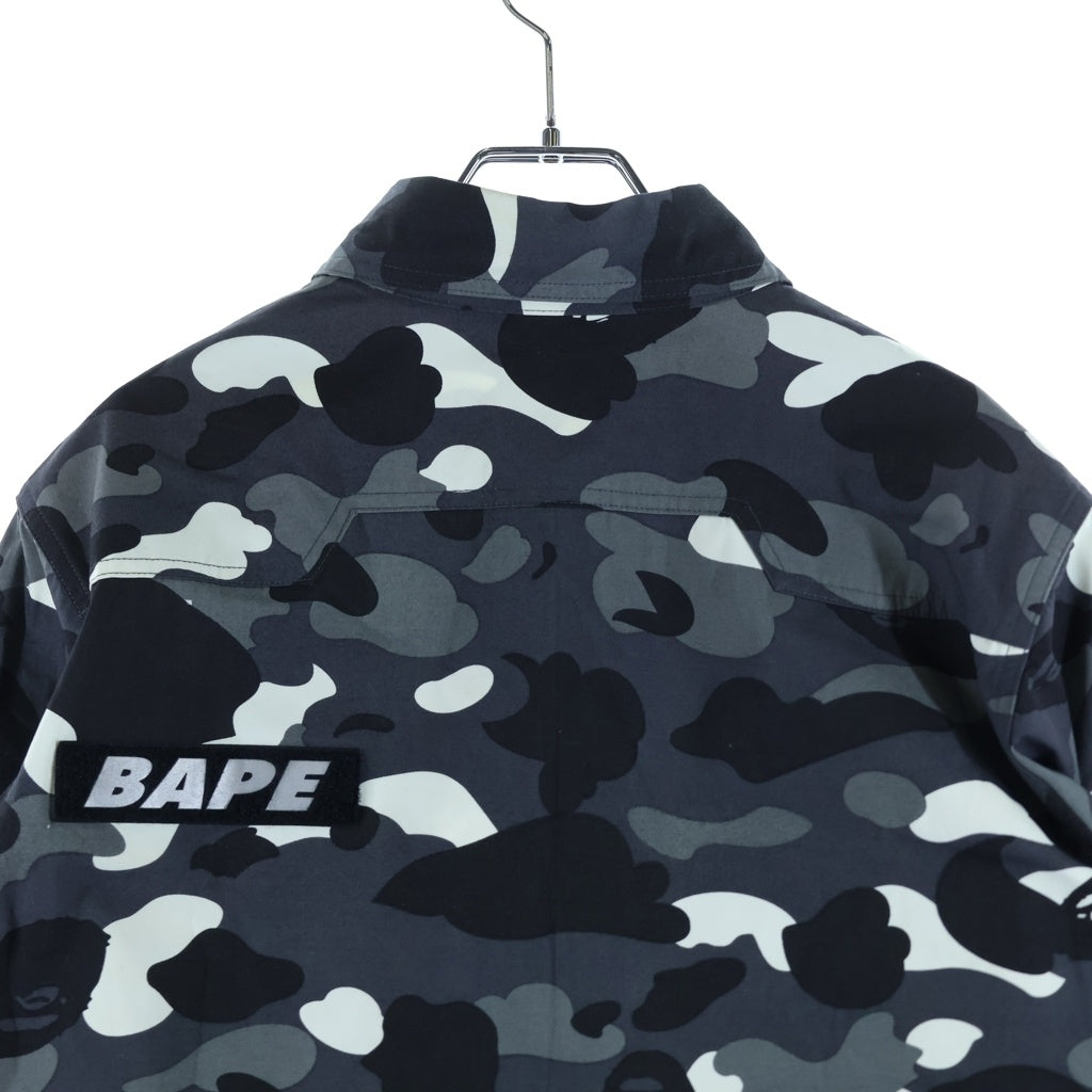 A BATHING APE(アベイシングエイプ) Bape Black Camo Long Sleeve Shirt ベイプカモ総柄 長袖シャツ ブラック 001SHB801028X