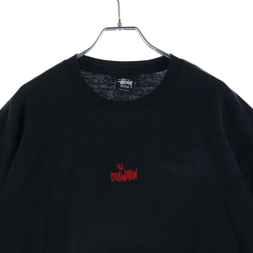 STUSSY(ステューシー) ×A BATHING APE フロント刺繍 バックロゴプリント 半袖Tシャツ カットソー ブラック
