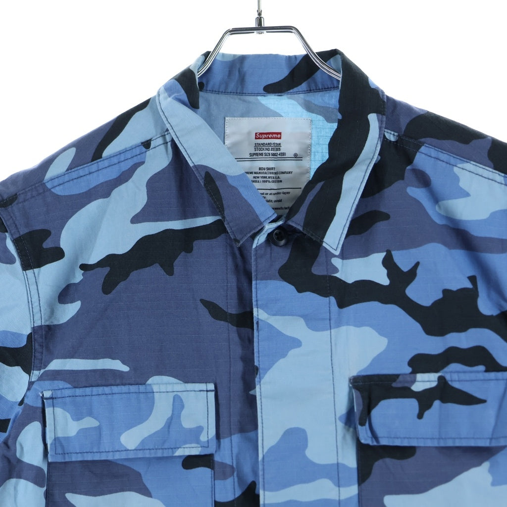 SUPREME(シュプリーム) 15SS Ripstop BDU Shirt リップストップ バトルドレスユニフォームシャツ カモ柄 半袖シャツ ブルー