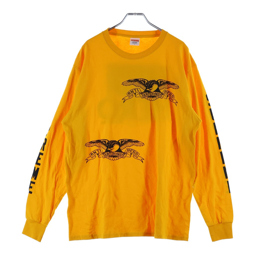 SUPREME(シュプリーム) 14SS ANTI HERO Long Sleeve Logo Tee アンタイヒーロー 両面ロゴプリント 長袖Tシャツ カットソー オレンジ
