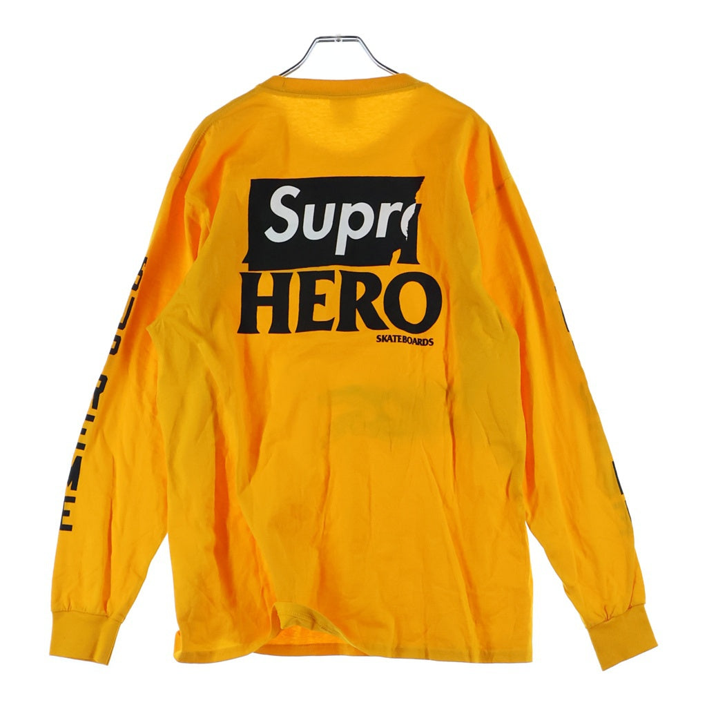 SUPREME(シュプリーム) 14SS ANTI HERO Long Sleeve Logo Tee アンタイヒーロー 両面ロゴプリント 長袖Tシャツ カットソー オレンジ