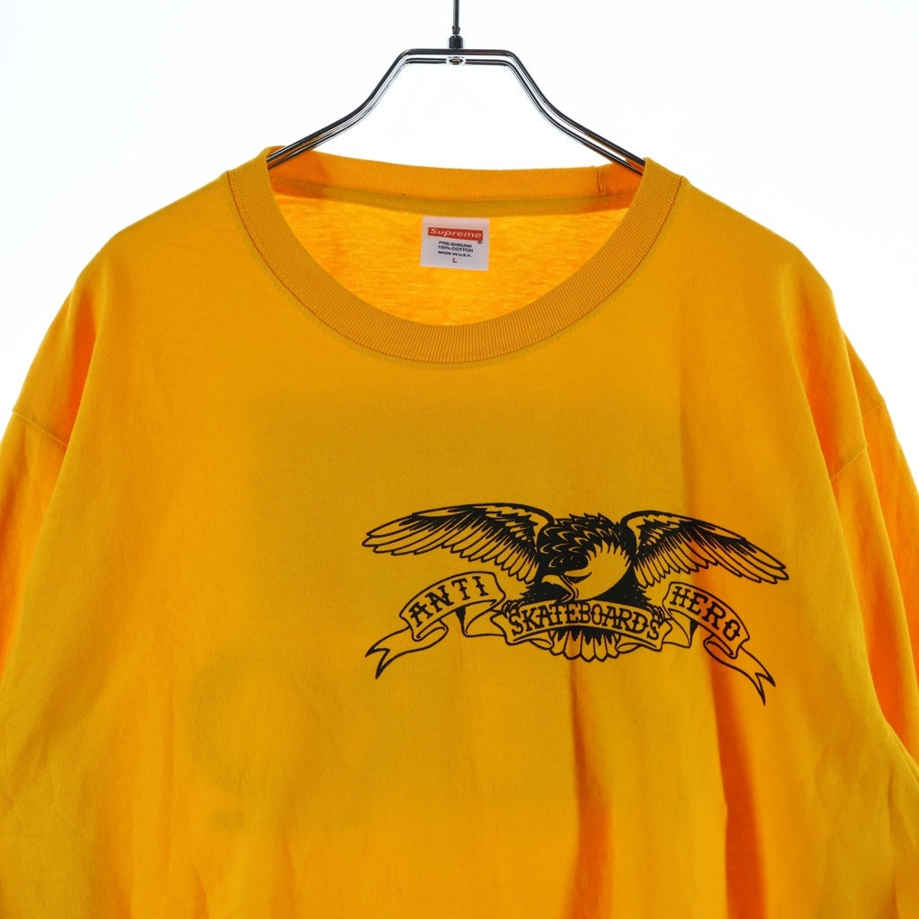 SUPREME(シュプリーム) 14SS ANTI HERO Long Sleeve Logo Tee アンタイヒーロー 両面ロゴプリント 長袖Tシャツ カットソー オレンジ