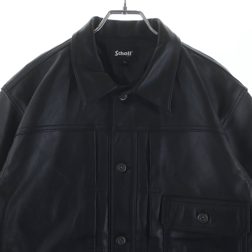 SCHOTT(ショット) SHEEP LEATHER 1st TRACKER JACKET シープレザー ファースト トラッカージャケット ライダース レザージャケット ブラック 782-5950015