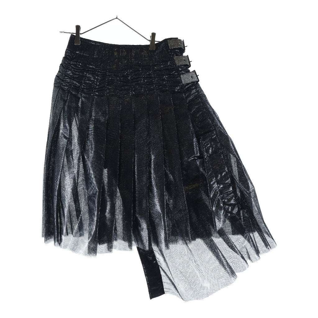 COMME des GARCONS(コムデギャルソン) 25SS ナイロンチュール箔プリント ベルテッドプリーツスカート ブラック レディース JO-S003