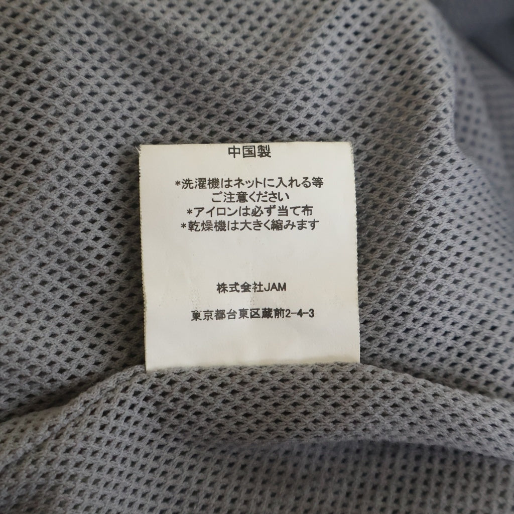 KEBOZ(ケボズ) 2TONE TRACK JACKET ロゴ刺繍 ツートーン ジップアップ ナイロン トラックジャケット グレー/オレンジ