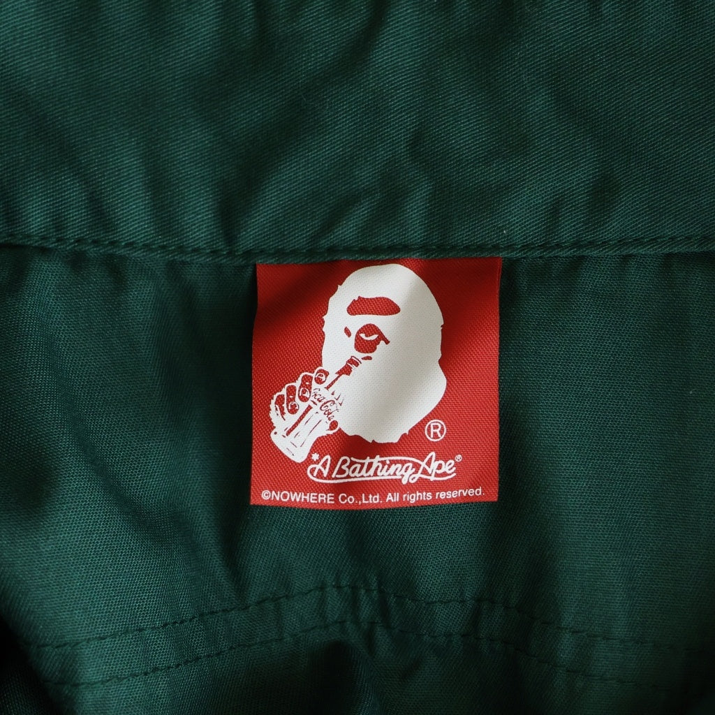 A BATHING APE(アベイシングエイプ) ×Coca Cola Uniform Work Shirts コカ・コーラ ロゴワッペン ユニフォーム 長袖 ワーク シャツ グリーン