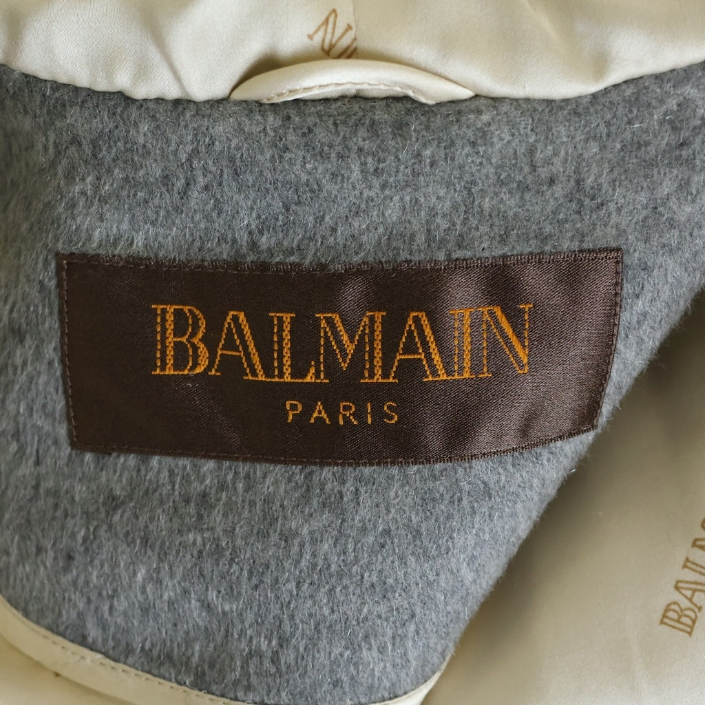 BALMAIN(バルマン) カシミア フード付きケープコート ポンチョ グレー レディース 4214
