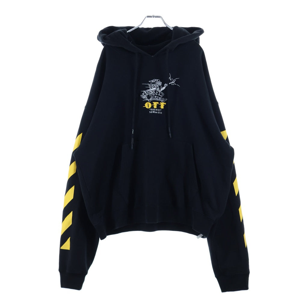 OFF-WHITE(オフホワイト) Free Spirit Wizard Hoodie ロゴプリント 刺繍 フーディー プルオーバーパーカー ブラック OMBB037F 20FLE009