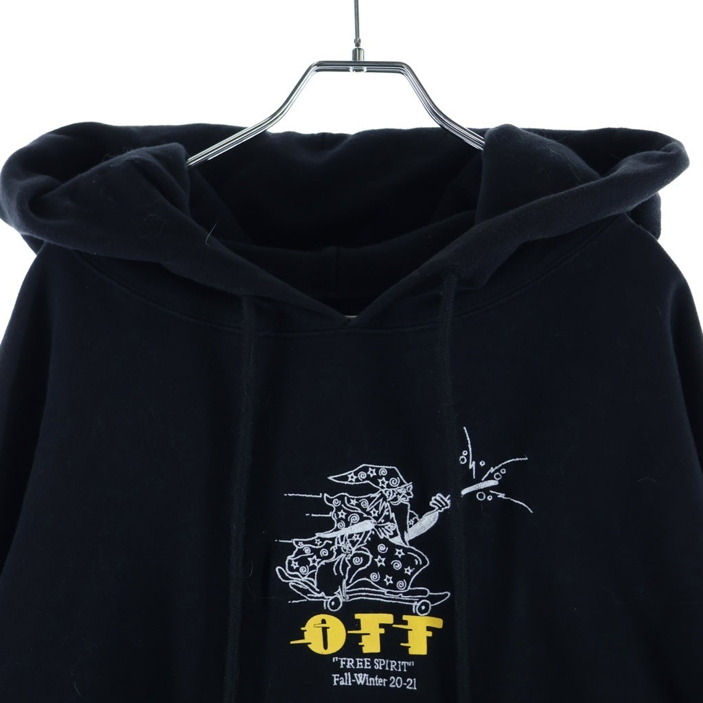 OFF-WHITE(オフホワイト) Free Spirit Wizard Hoodie ロゴプリント 刺繍 フーディー プルオーバーパーカー ブラック OMBB037F 20FLE009