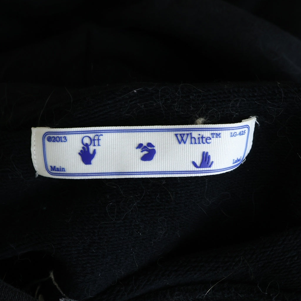 OFF-WHITE(オフホワイト) Free Spirit Wizard Hoodie ロゴプリント 刺繍 フーディー プルオーバーパーカー ブラック OMBB037F 20FLE009