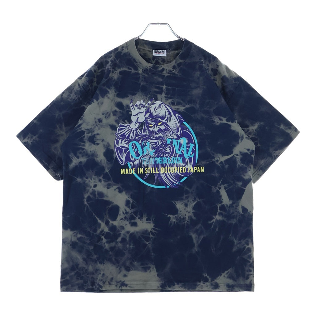 TENDERLOIN(テンダーロイン) ACID WASH S/S TEE PLOCLUBタグ アシッドウォッシュ グラフィックプリント クルーネック 半袖Tシャツ カットソー ネイビー