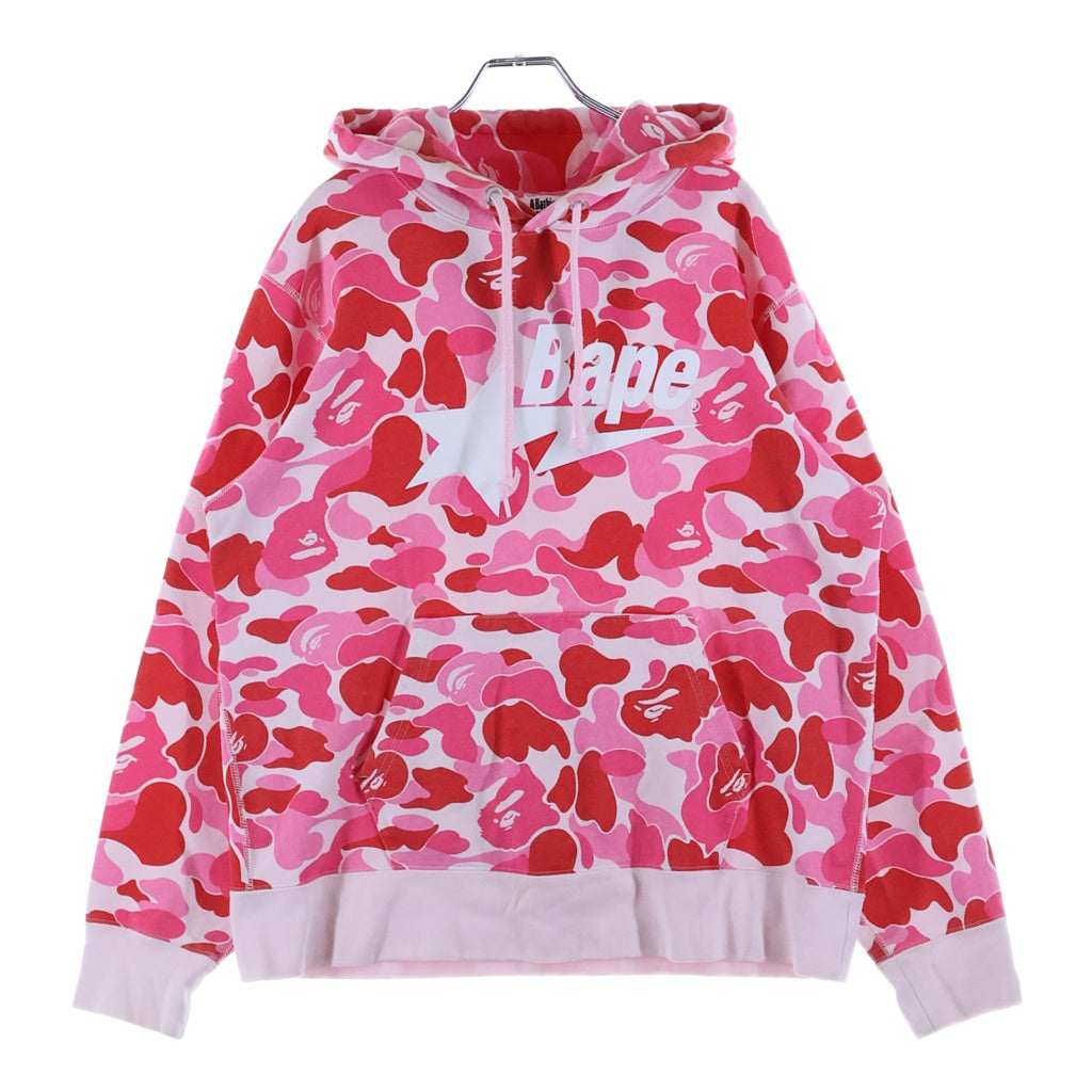 A BATHING APE(アベイシングエイプ) ABC CAMO BAPE STAR Pull over Hoodie カモ総柄 ベイプスター ロゴプリント プルオーバーパーカー フーディー ピンク