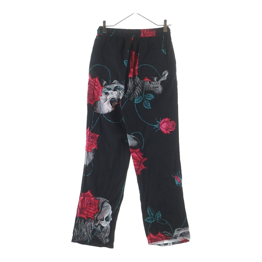 SAINT MICHAEL(セントマイケル) 23SS × WILDSIDE YOHJI YAMAMOTO ワイルドサイド ヨウジヤマモト スカルローズプリント パジャマパンツ ブラック SM-S23-0000-127