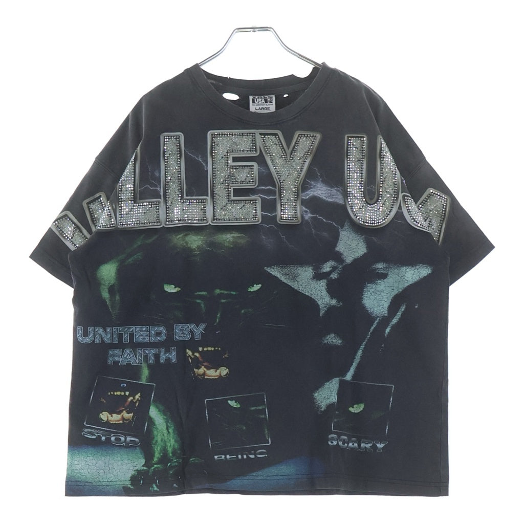 NO BRAND(ノーブランド) VALE Black Panther Rhine Stone Tee ベイル ブラックパンサー ラインストーン チャコール