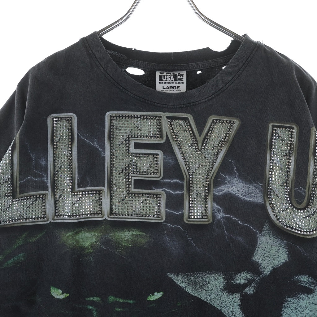 NO BRAND(ノーブランド) VALE Black Panther Rhine Stone Tee ベイル ブラックパンサー ラインストーン チャコール