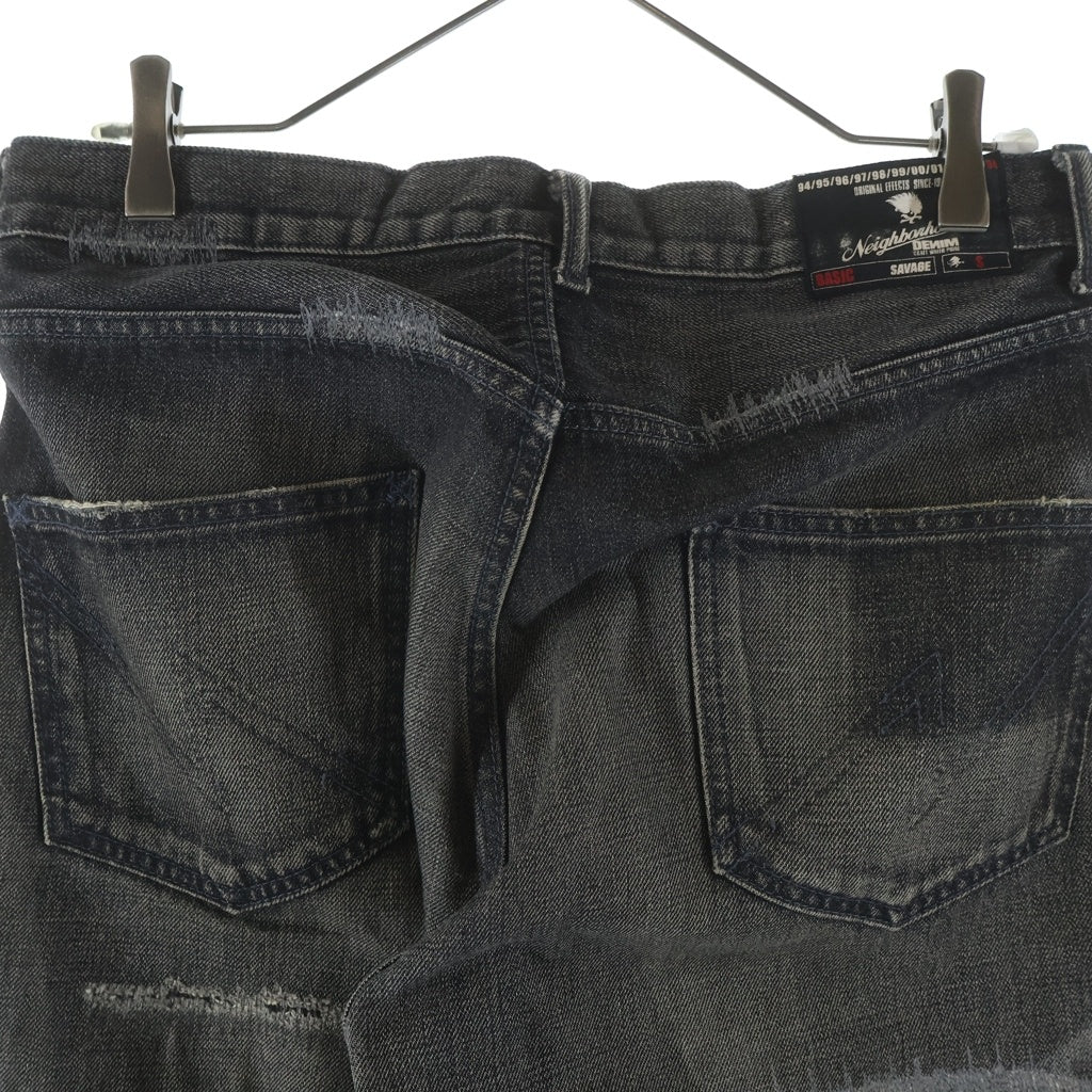 NEIGHBORHOOD(ネイバーフッド) 2004 RIPPER SAVAGE BASIC DENIM PANT 10周年記念 リッパーサベージ ベーシック デトロイト加工 ストレートデニムパンツ ジーンズ ブラック