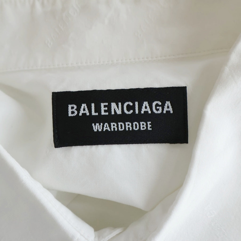 BALENCIAGA(バレンシアガ) オーバーサイズ ロゴ刺繍 長袖シャツ ホワイト 675646 TEM21