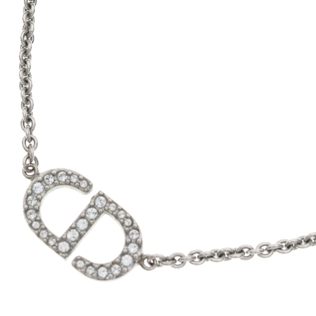 Christian Dior(クリスチャンディオール) Petit CDロゴ ラインストーン ネックレス ペンダント チェーン シルバー N2241WOMCY_D001
