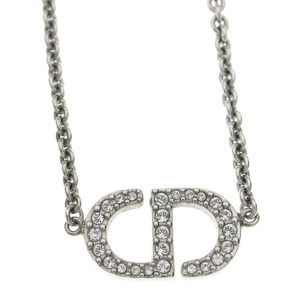 Christian Dior(クリスチャンディオール) Petit CDロゴ ラインストーン ネックレス ペンダント チェーン シルバー N2241WOMCY_D001
