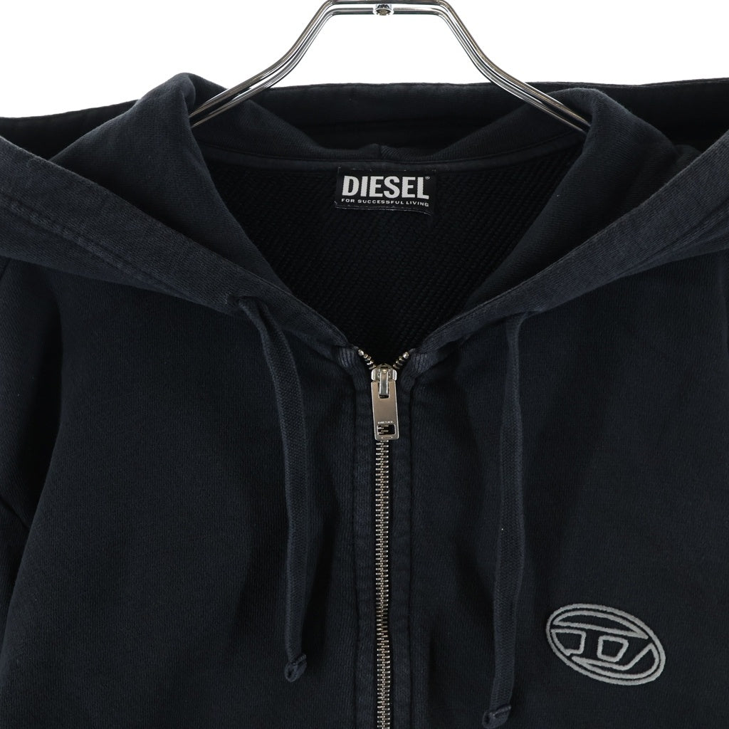 DIESEL(ディーゼル) 両面 フェルトDロゴ ラメ ジップアップ パーカー フーディー ブラック A08008